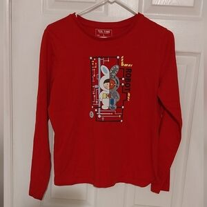 Vibrant Red Robot Long Sleeve Shirt